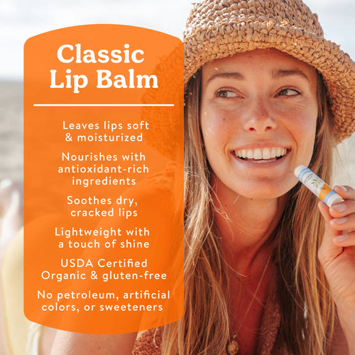 Badger Tangerine Breeze Classic Lip Balm, Bright & Cheerful