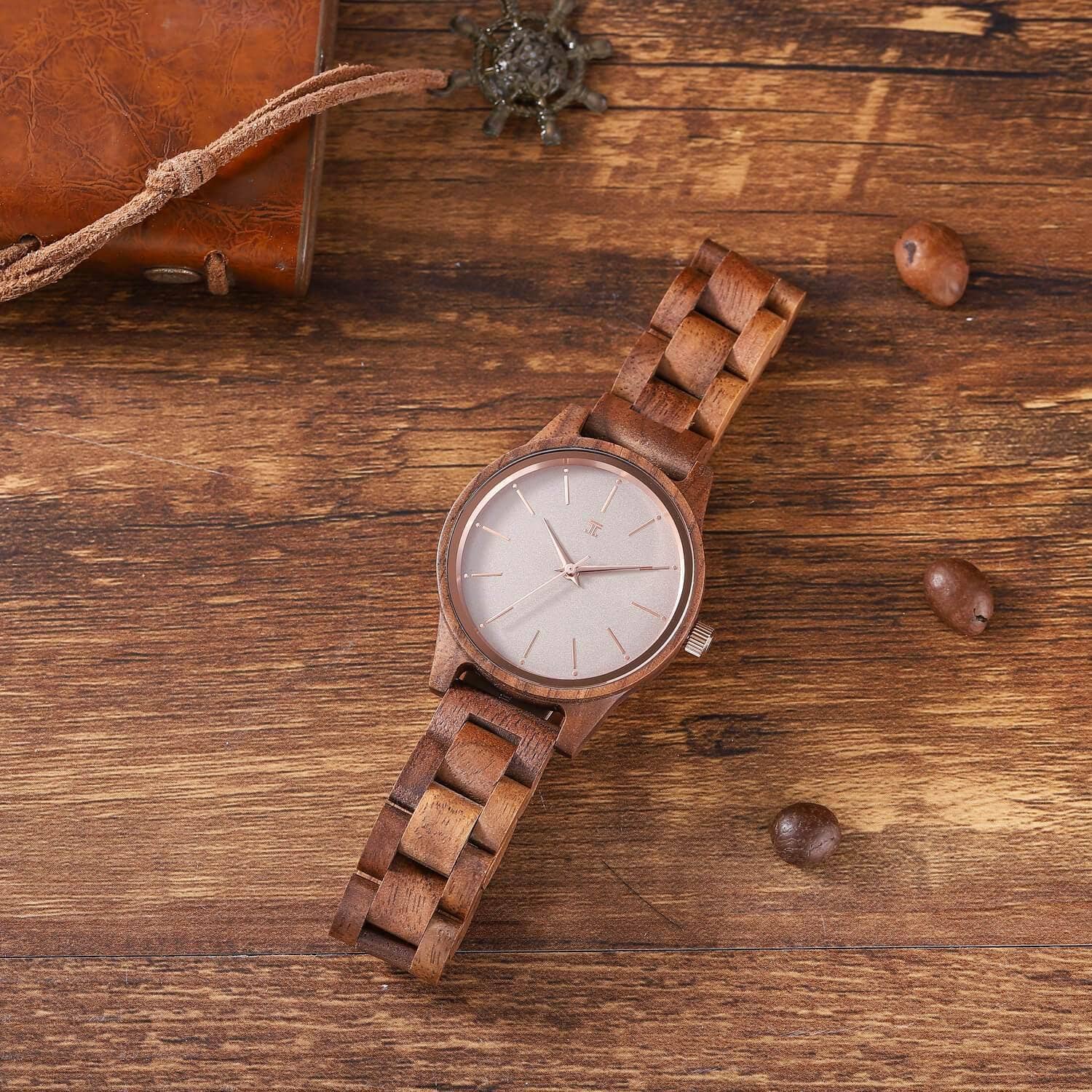 "Am. Walnut" | Wrist Watch - Rose Gold Accents