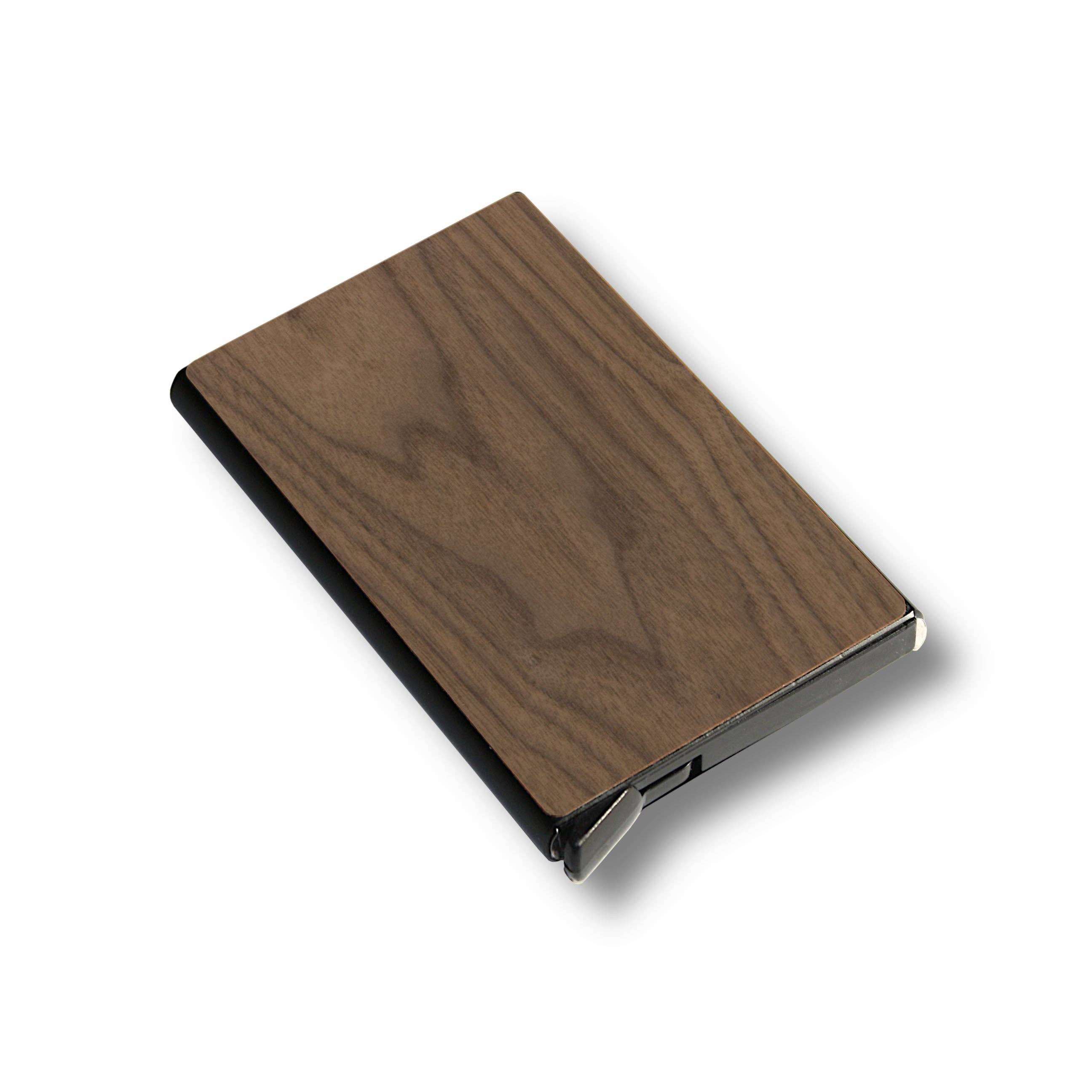 Customizable Slim Wooden RFID Blocking Speed Wallet Black Walnut Clean - No Engraving