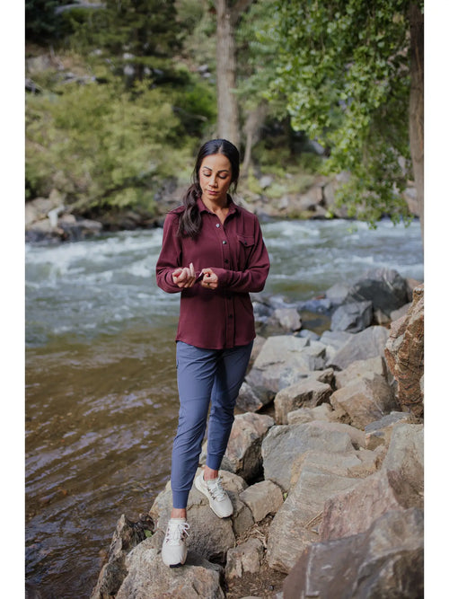 Women's Sherman Fleece Button Up Burgundy