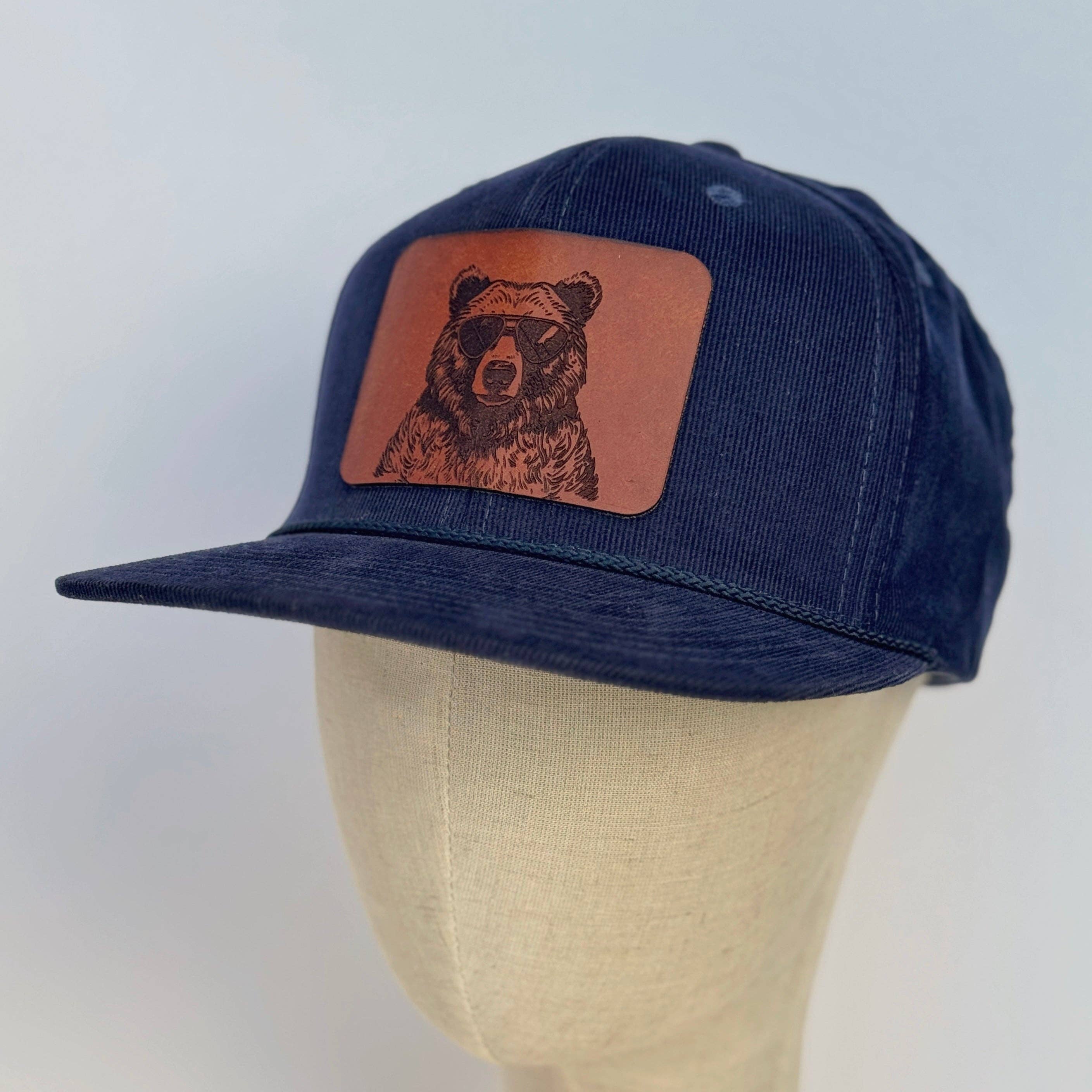 Shady Beast | bear in sunglasses leather patch hat