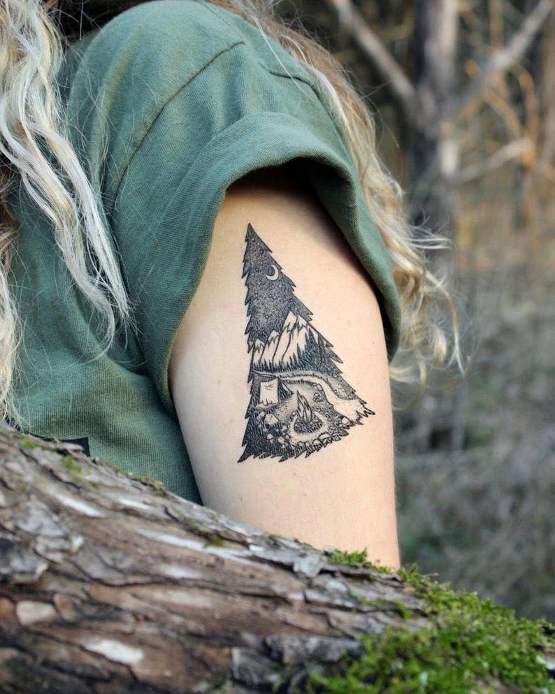 Mountain Camping Temporary Tattoo: 2-Pack