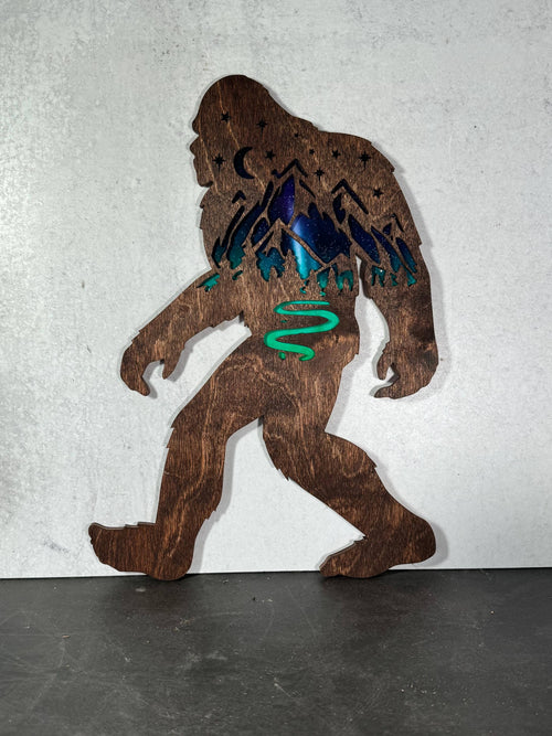Bigfoot Sasquatch Colorado Flag Night Sky Art