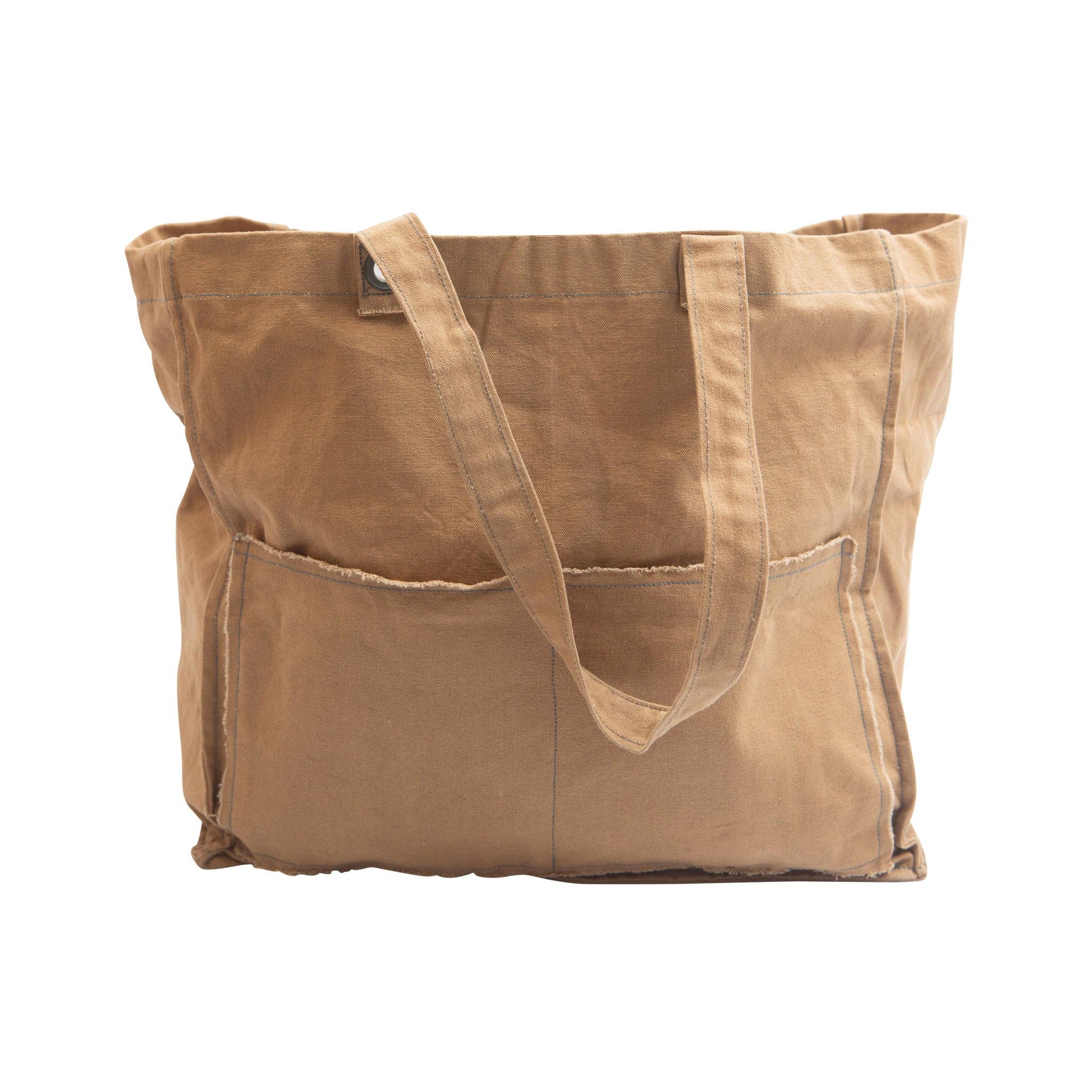 Distressed Canvas Tote Brown