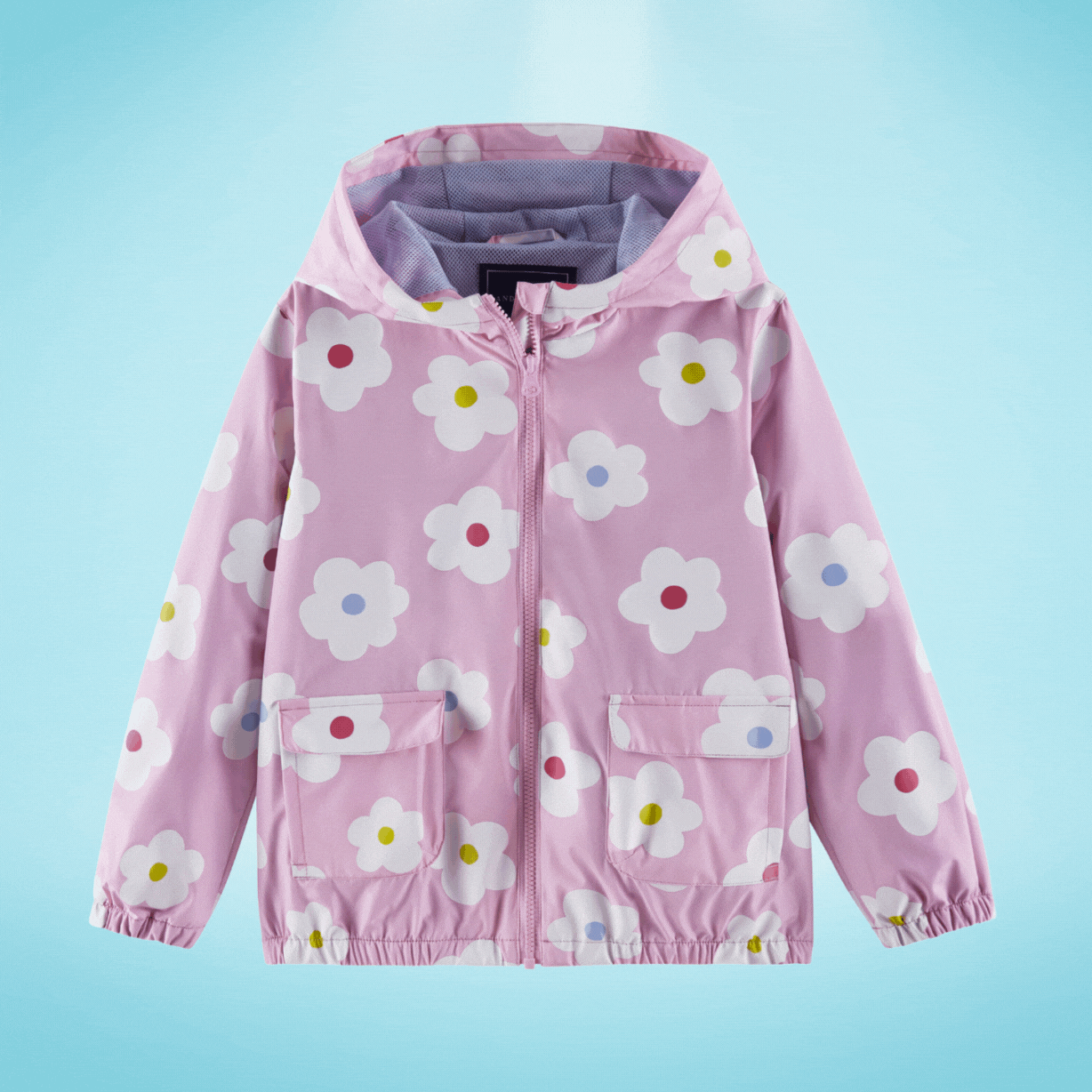 Kids (3-8) Color Change Raincoat | Pink Flower