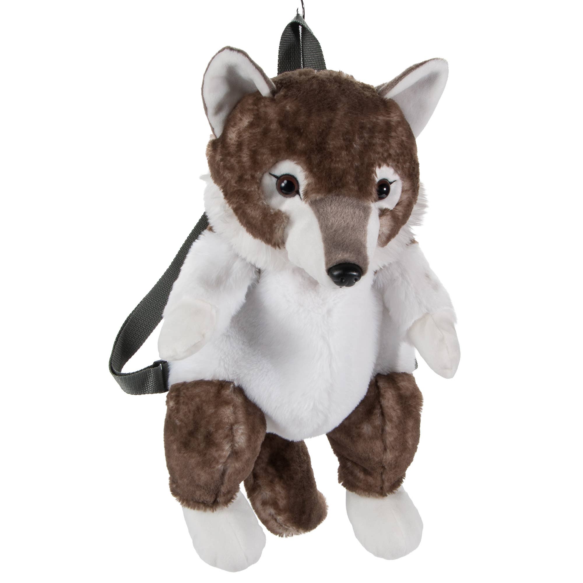 The Petting Zoo 20" Plush Animal Backpack Timber Wolf