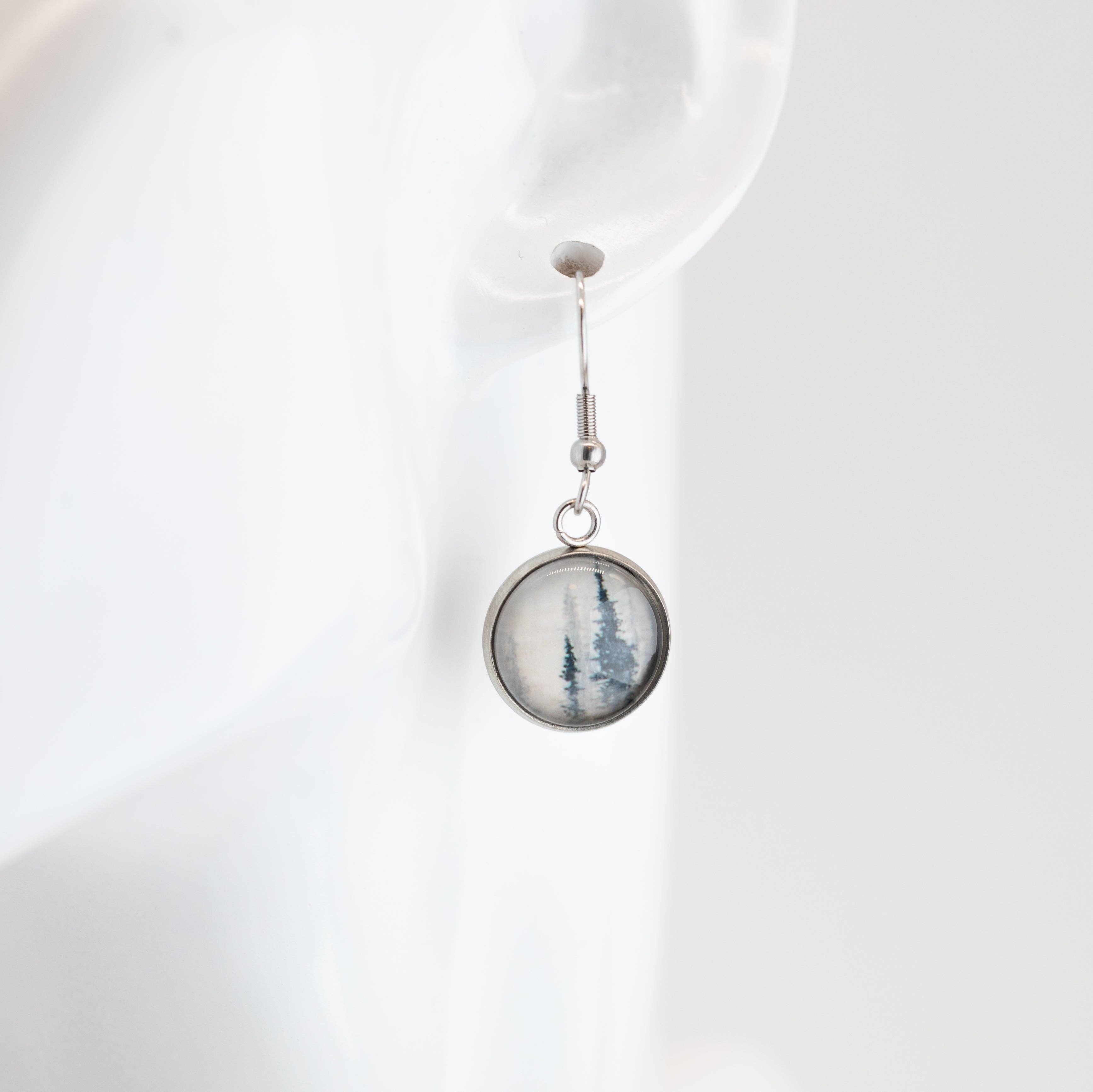 Stainless Steel and Glass Earrings