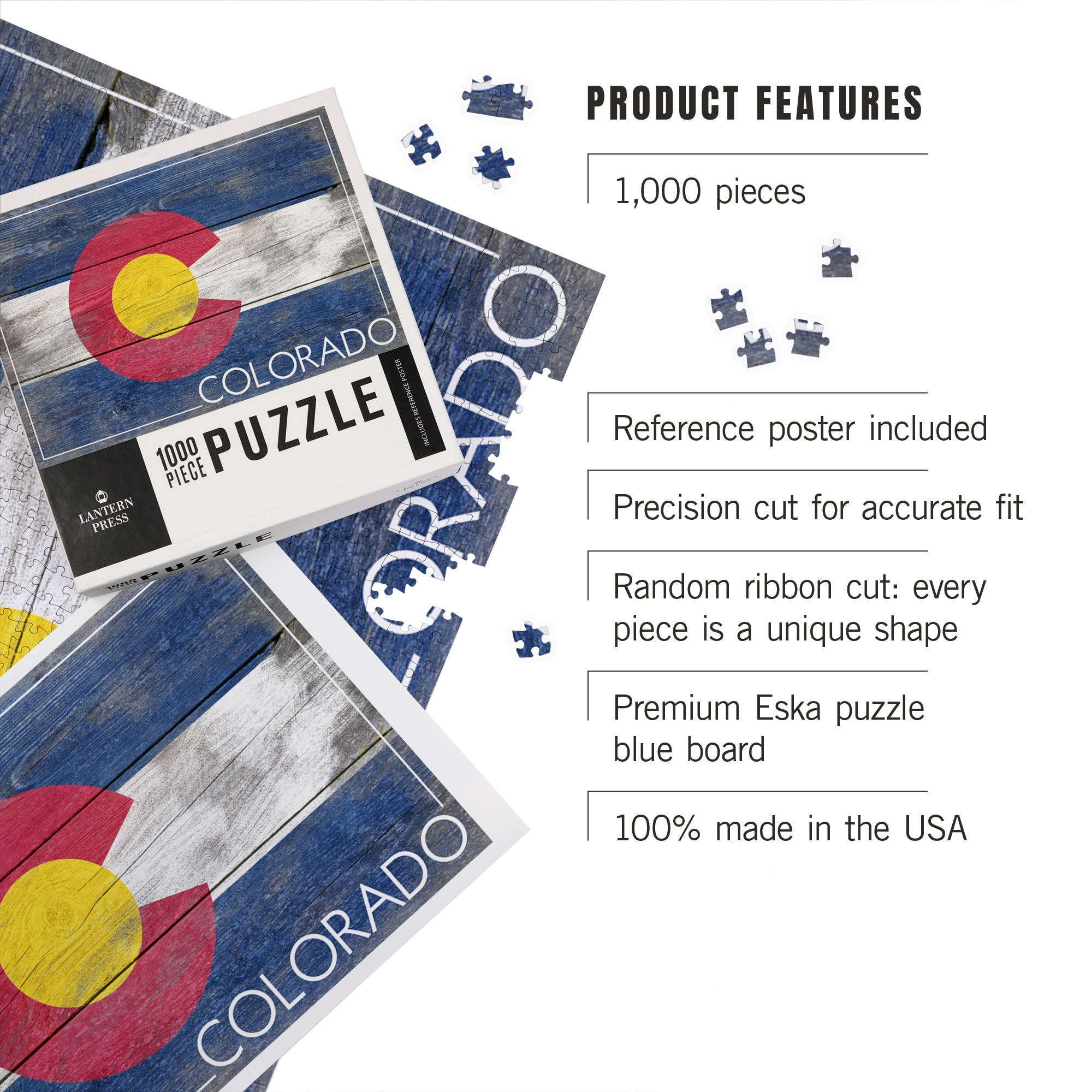 1000 PIECE PUZZLE Rustic Colorado State Flag