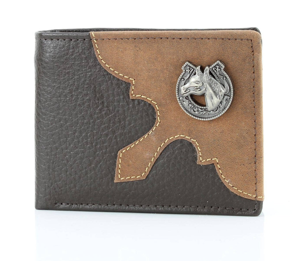 Mixed Media Bifold Rodeo Wallet with Medallion AB1915