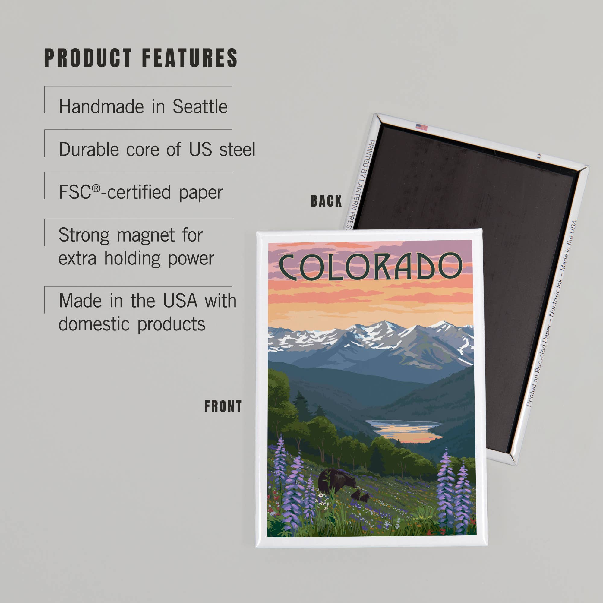 MAGNET Colorado Bear and Spring Flowers