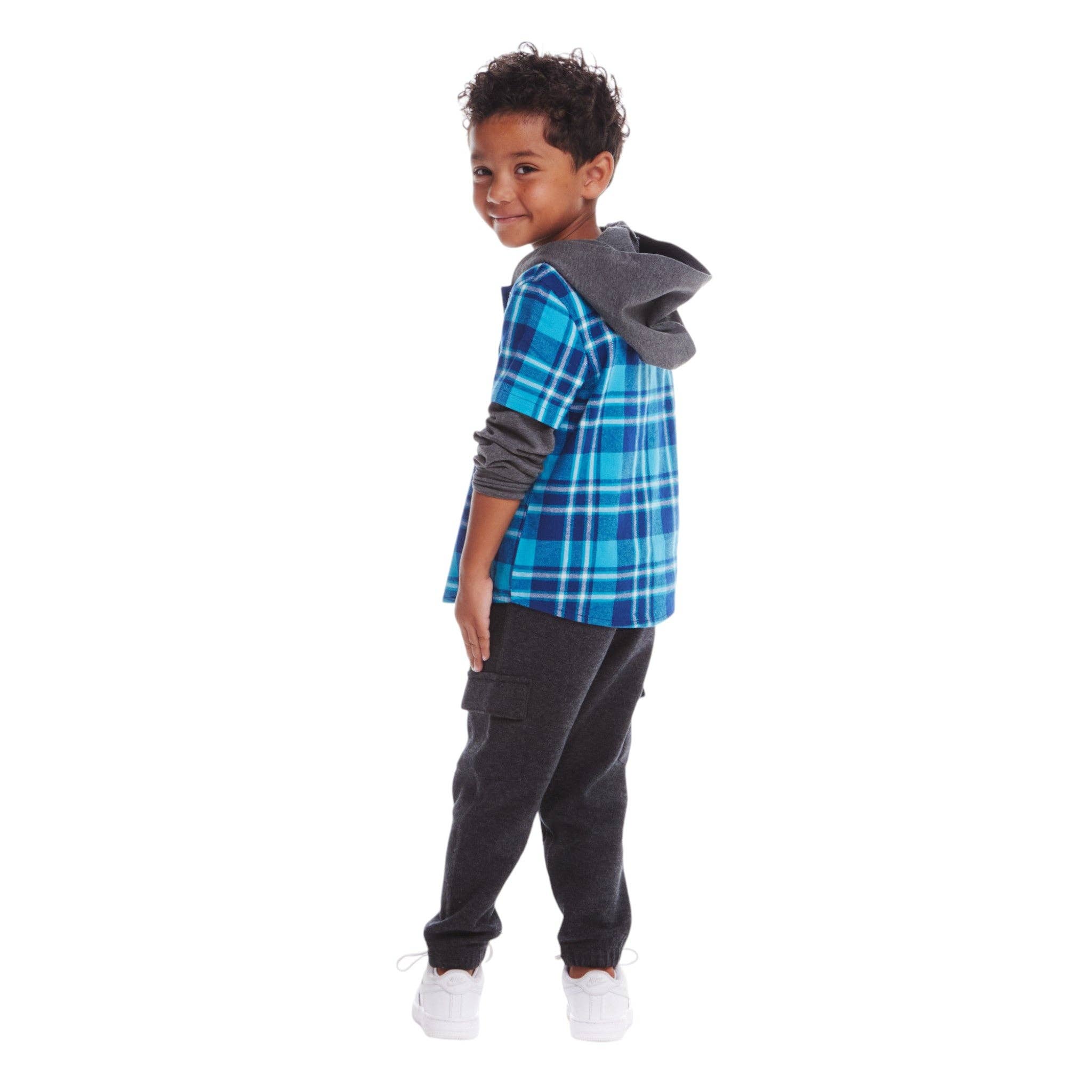 Kids Plaid Flannel Terry Twofer Hoodie