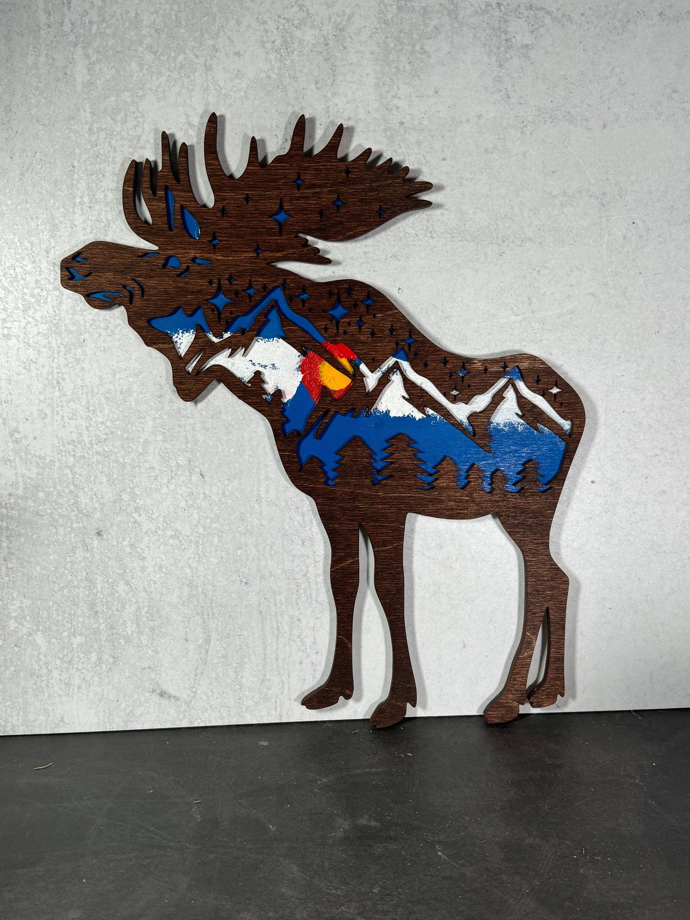 Handmade Colorado Mountain Moose Wall Art Wall Decor Hanger