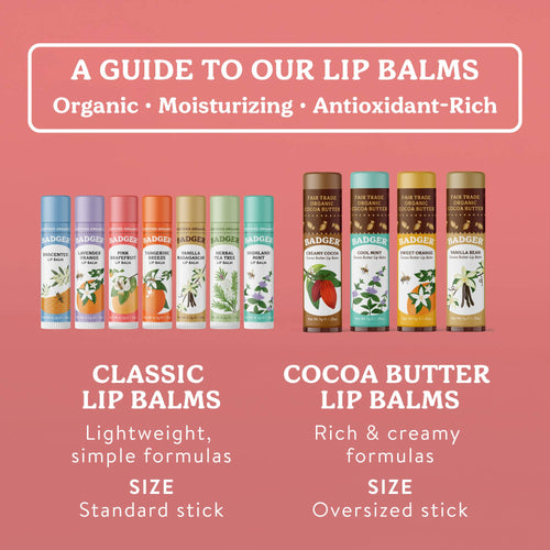 Badger Pink Grapefruit Classic Lip Balm, Refreshing Lip Care