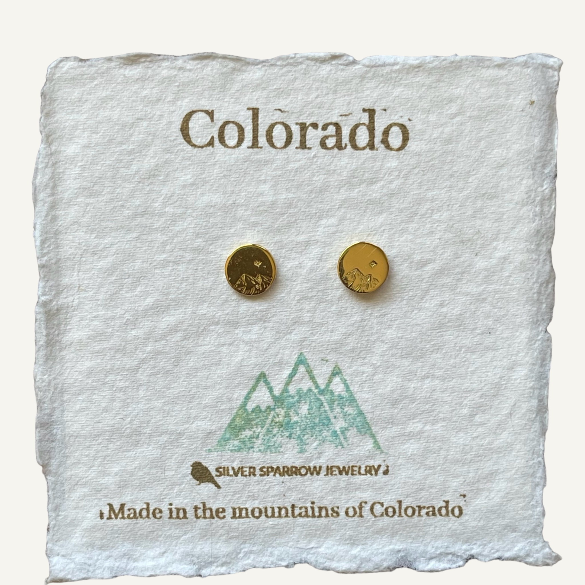 Sterling silver gold mountain stud earrings