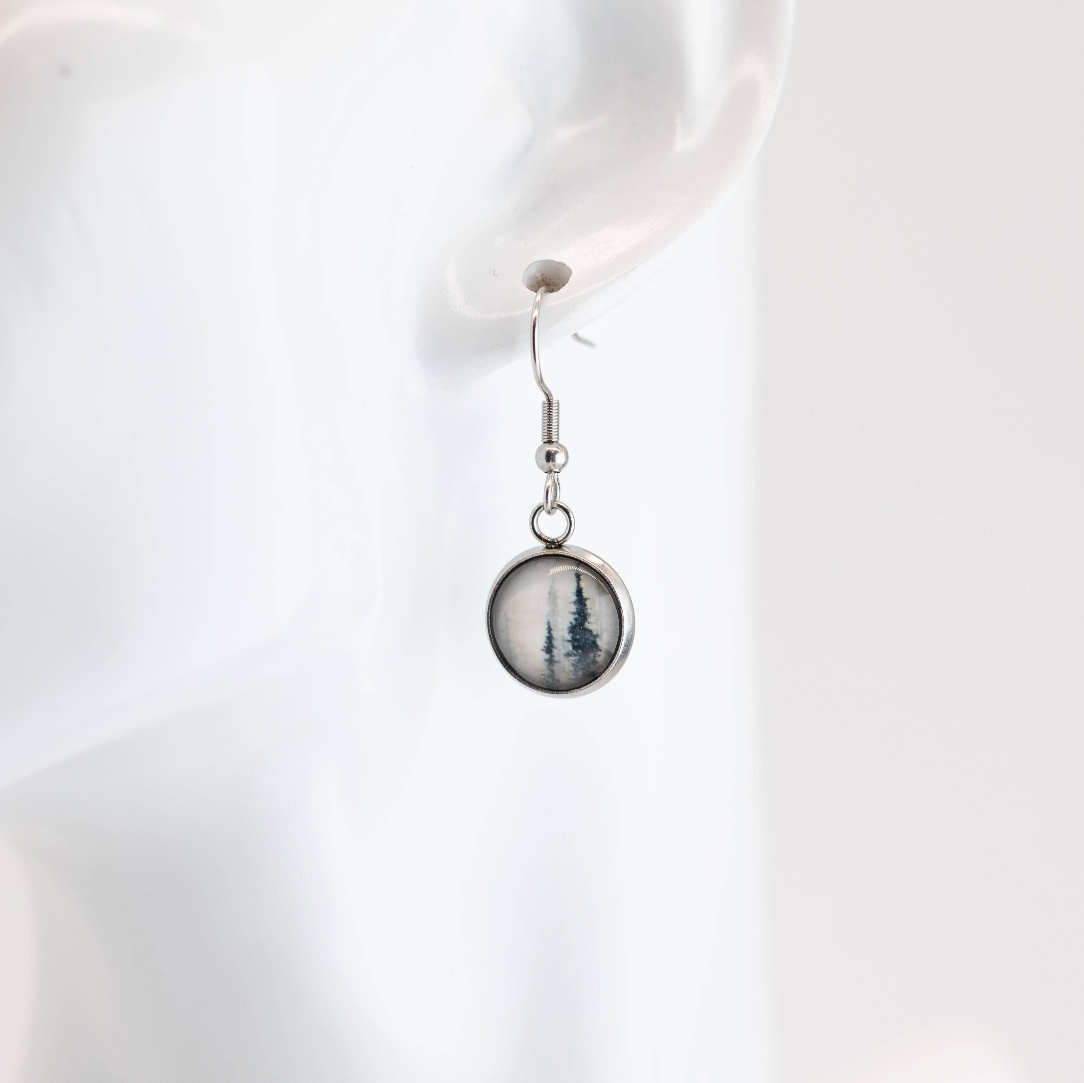 Stainless Steel and Glass Earrings