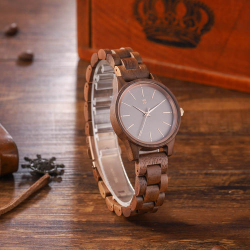 "Am. Walnut" | Wrist Watch - Rose Gold Accents