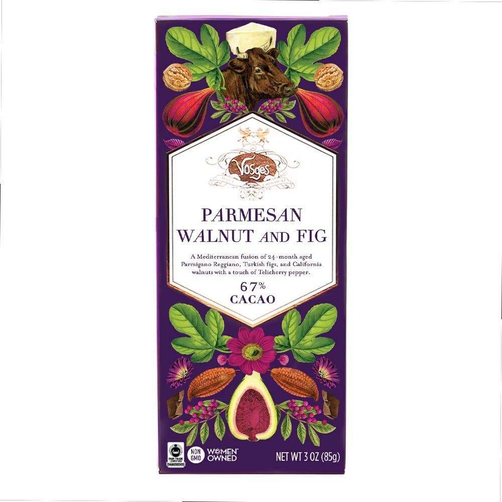 Vosges Haut-Chocolat Gourmet Chocolate Bar Dark Chocolate w Parmesan Cheese, Walnut & Fig 67%