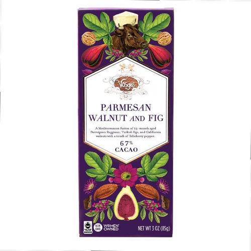 Gourmet Chocolate Bar Dark Chocolate w Parmesan Cheese, Walnut & Fig 67%