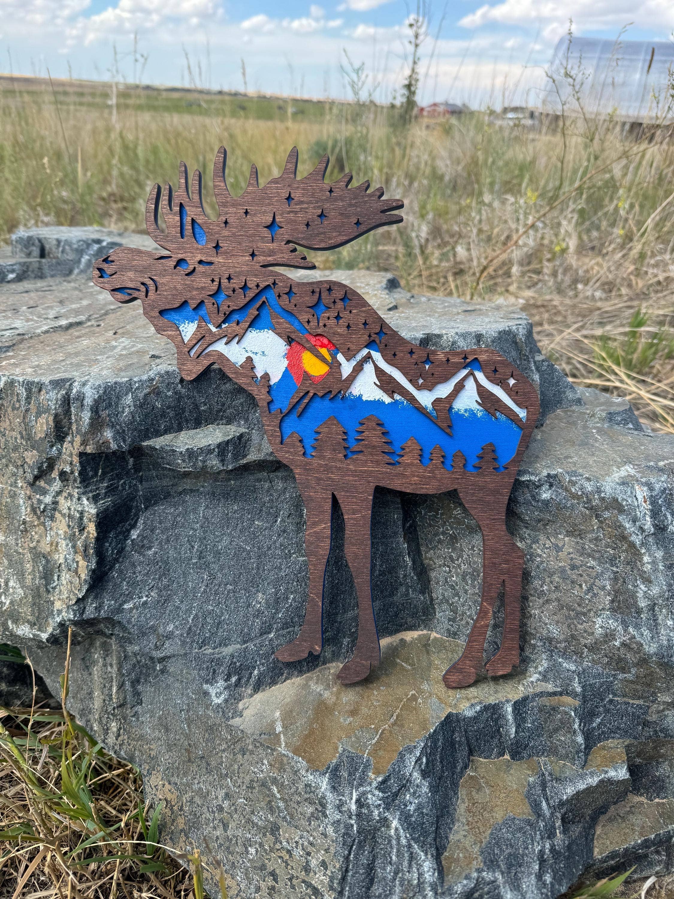 Handmade Colorado Mountain Moose Wall Art Wall Decor Hanger