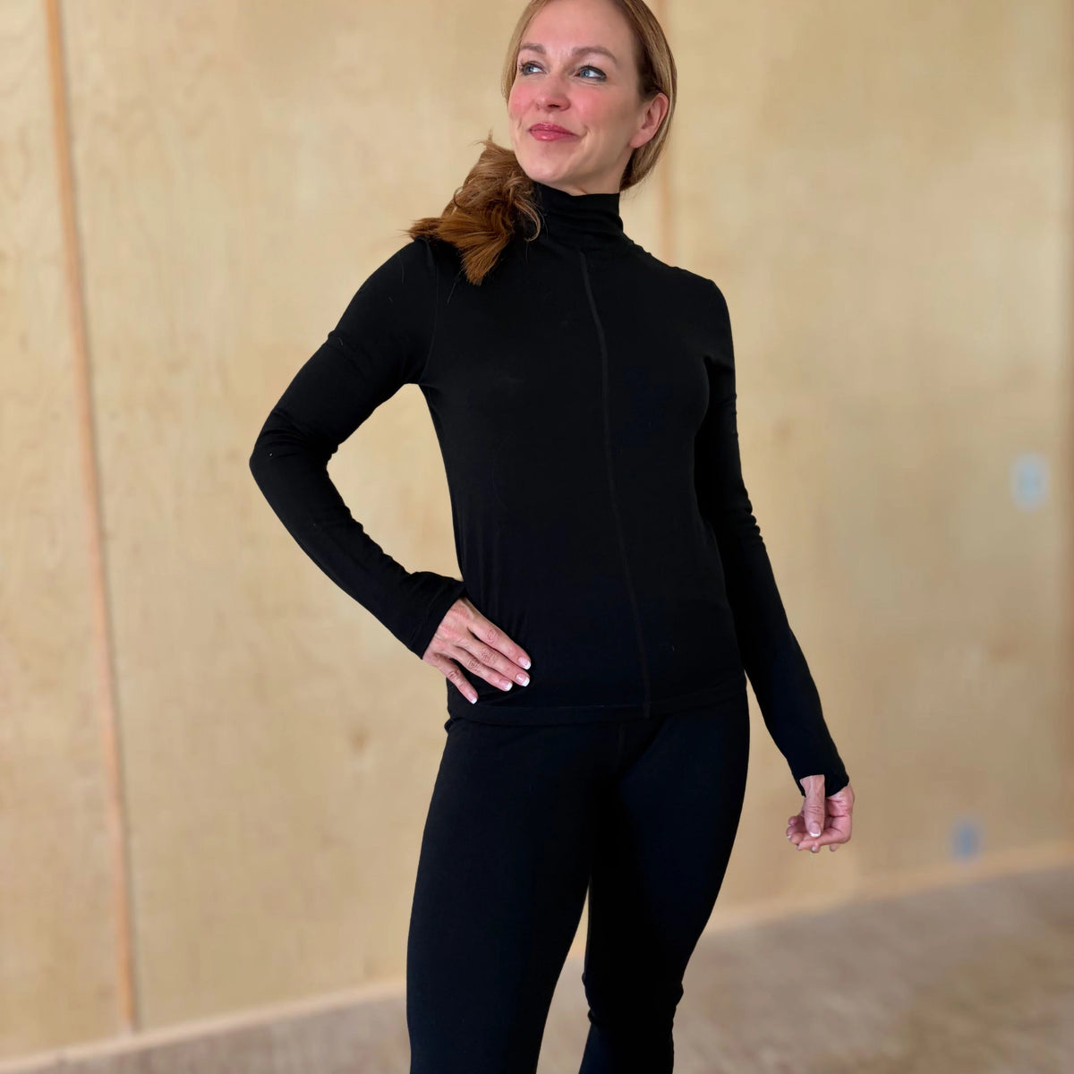 Heidi Mock Neck Black