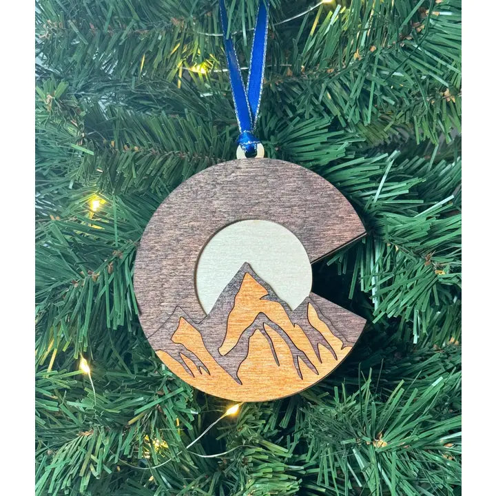 The Mas Boutique Hand-painted Wooden Ornaments Colorado Mountain Wood