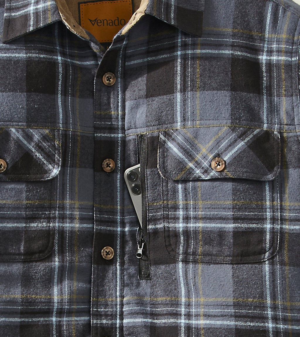 Quilt Lined Brushed Flannel Shirt Jacket