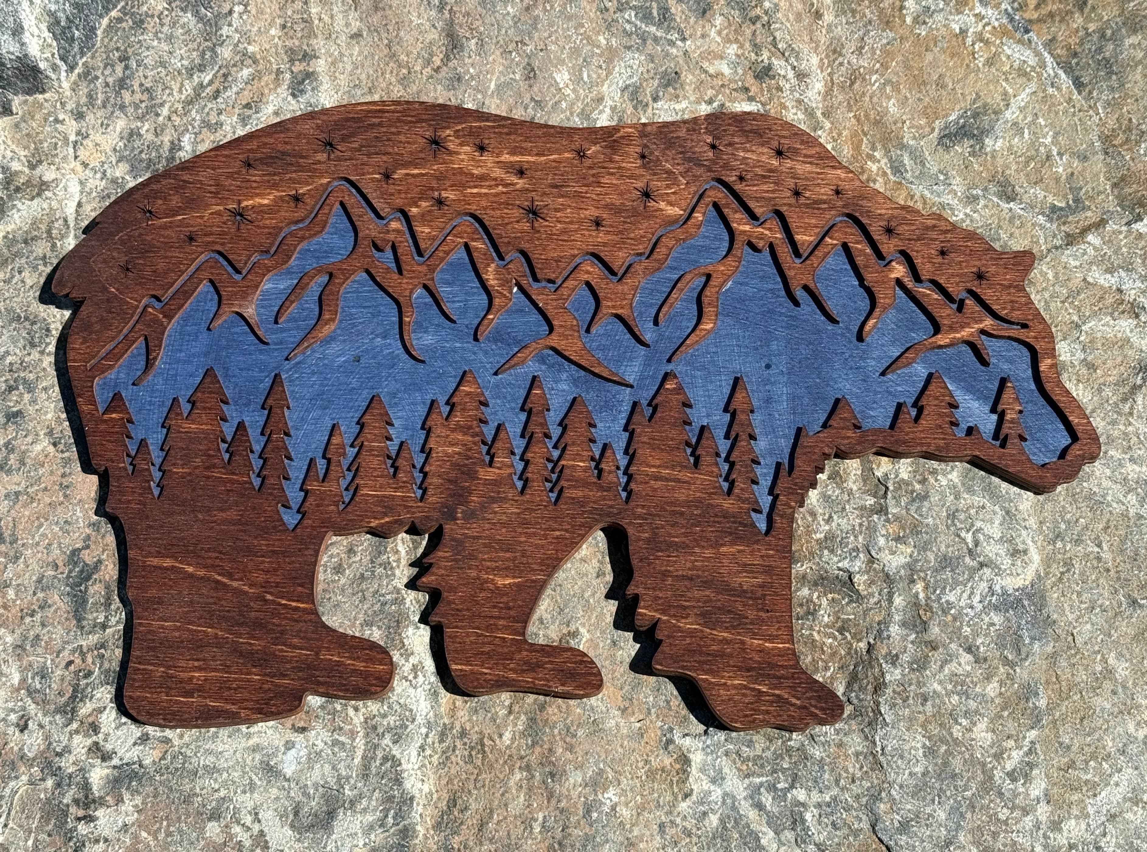 The Mas Boutique Handmade Mountain Wall Art Decor Rustic Mountain Bear