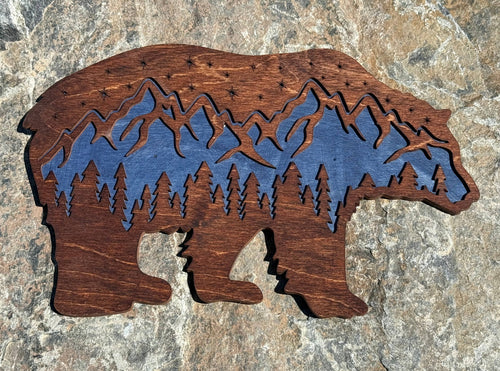 Handmade Rustic Mountain Bear Wall Art