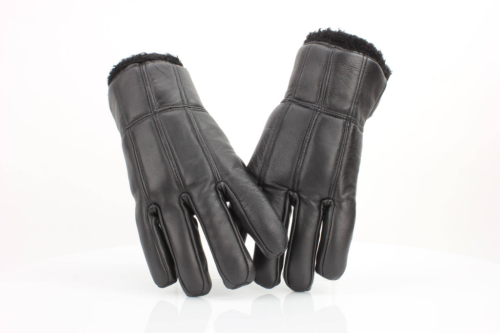 Sheepskin Leather Gloves with Black Sherpa Lining ABGL102SH