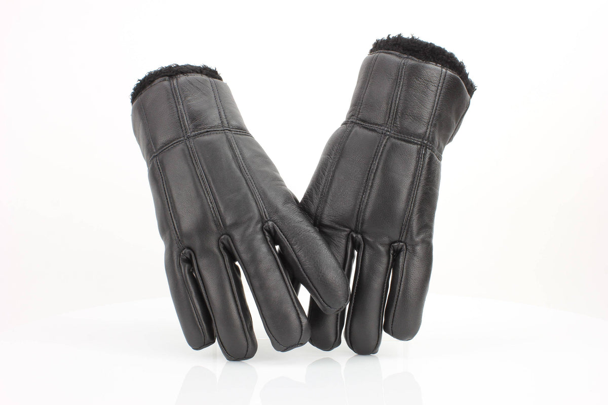 Leather Impressions Inc Sheepskin Leather Gloves with Black Sherpa Lining ABGL102SH