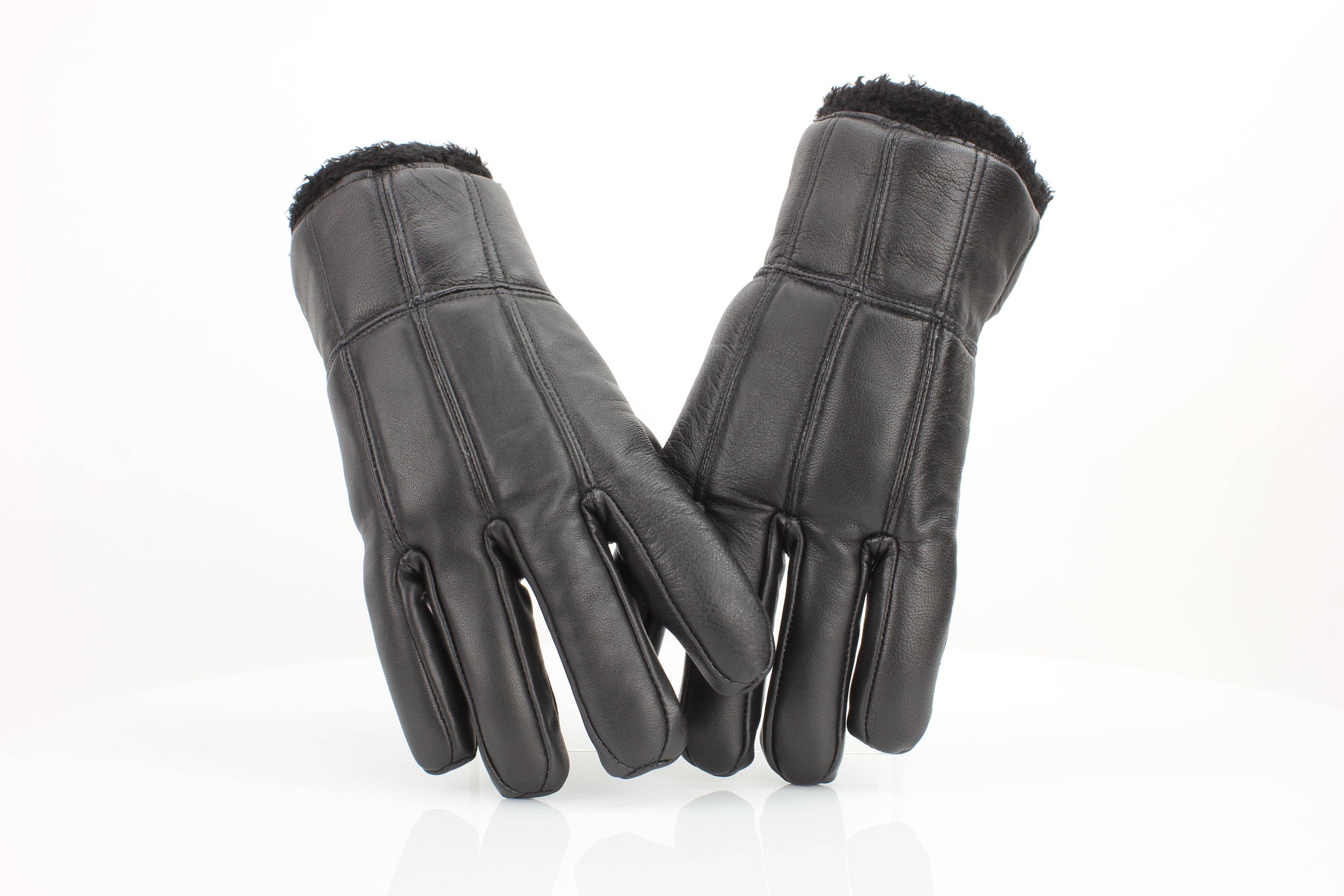Sheepskin Leather Gloves with Black Sherpa Lining ABGL102SH
