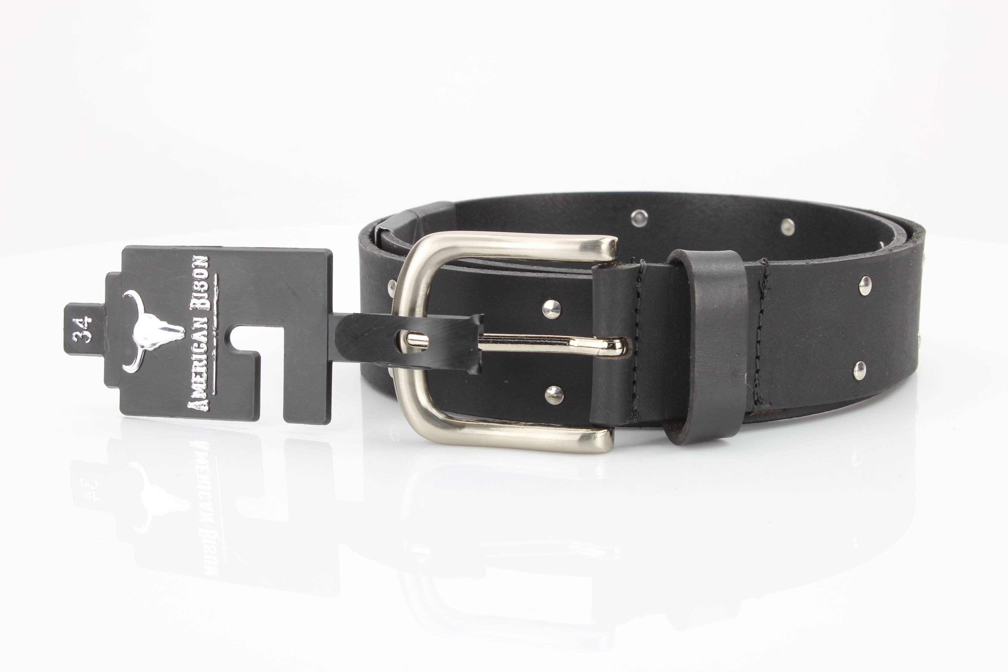 Leather Impressions Inc American Bison Metal Studded Western Belt ABB WST 1001