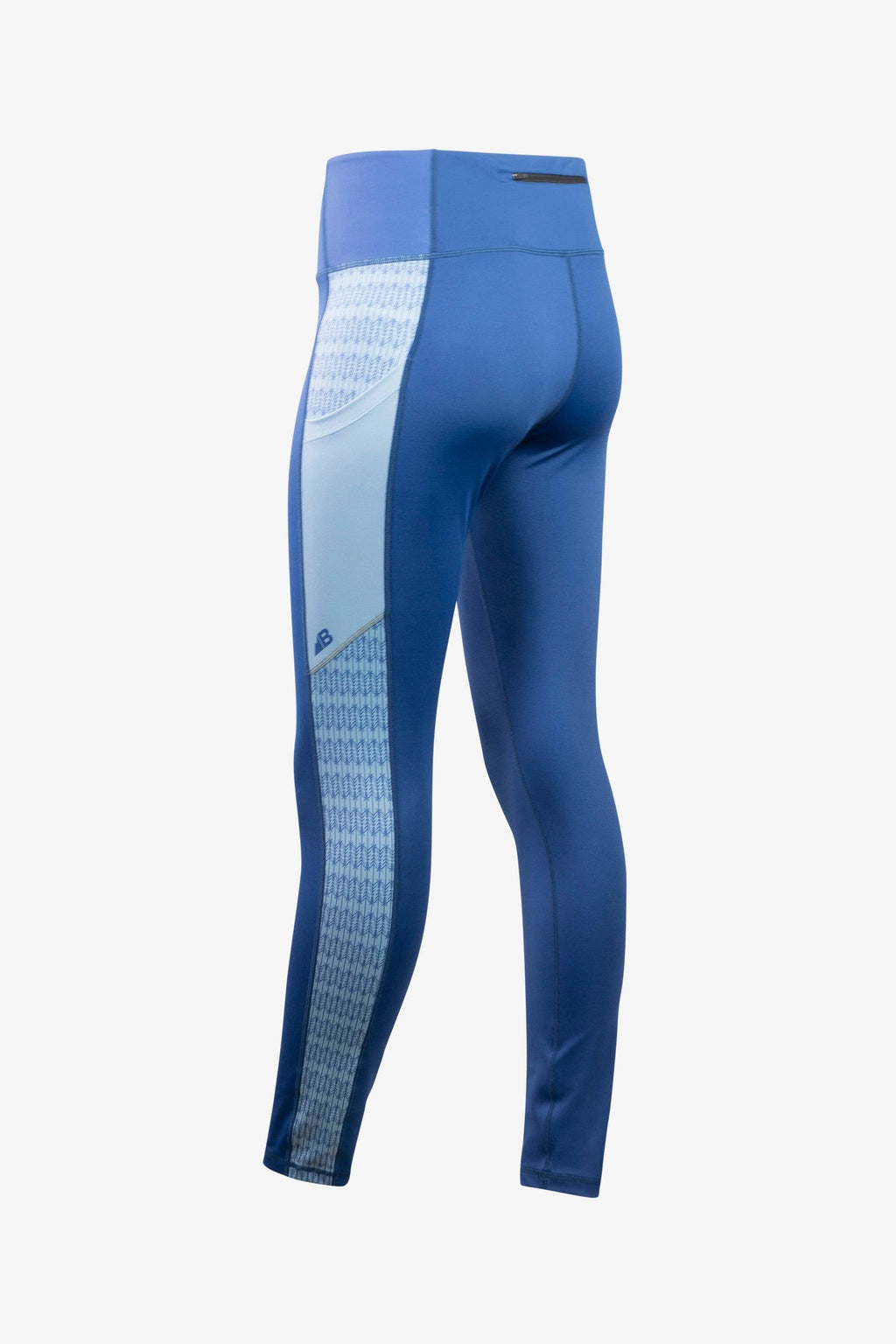 A pair of Trailhead Leggings in black and gray from Belong Designs, featuring a high waistband and vertical striped pattern on the side panels from waistband to ankle. Crafted from smooth and stretchy PrimaFlex material, these leggings are perfect for both athletic and casual wear. They also come with multiple pockets for added convenience.