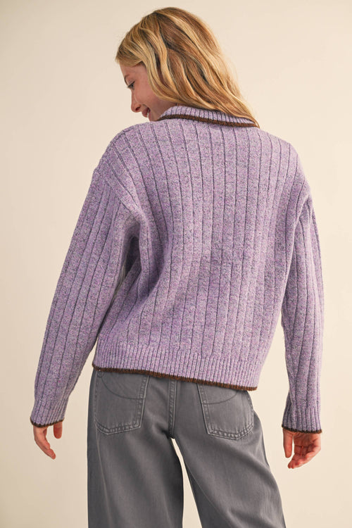 TWEEN KIDS GIRLS Polo Style COLLAR Piping SWEATER (7-14)