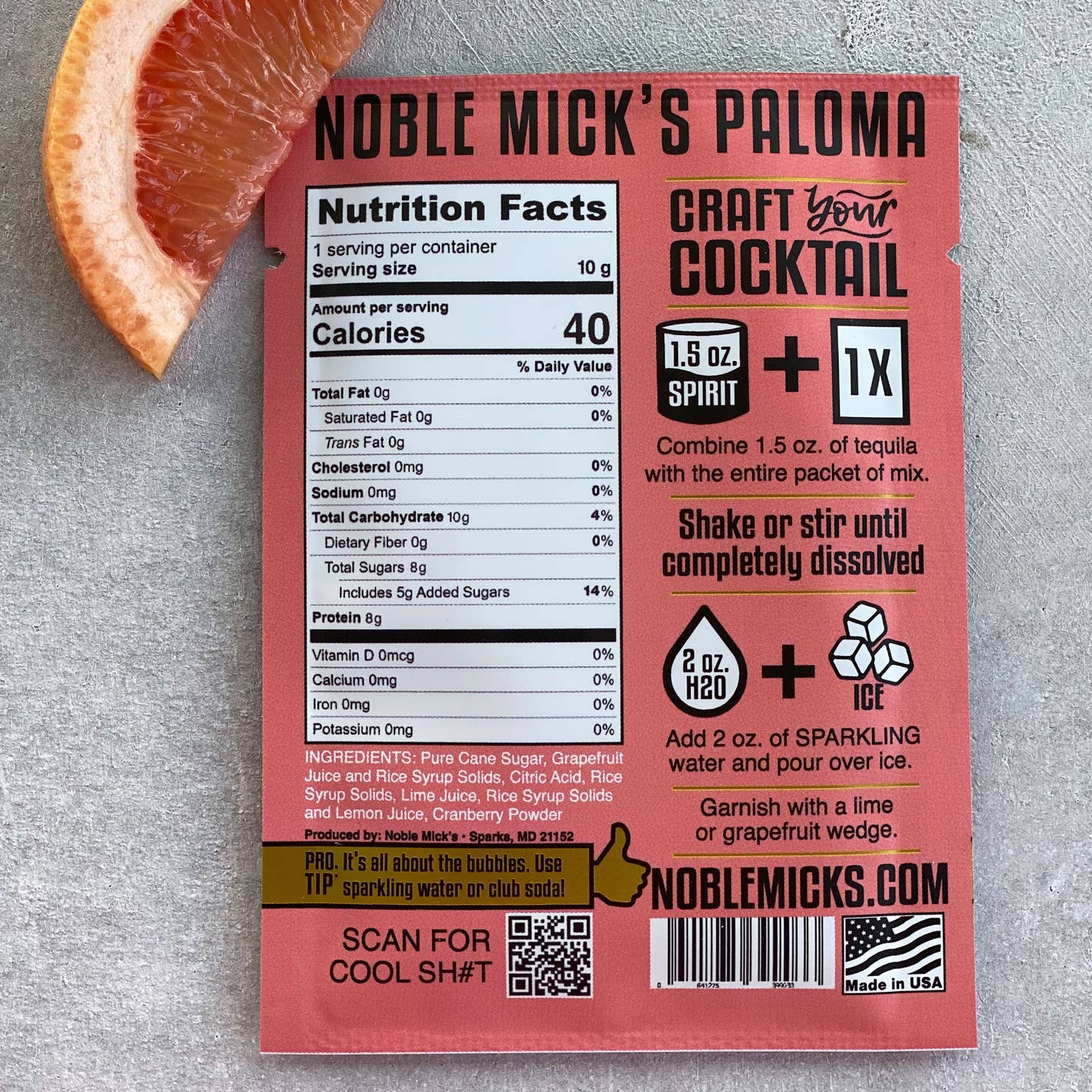 NOBLE MICK'S Single Serve Craft Cocktails Paloma