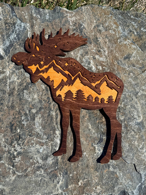 Handmade Mountain Moose Wall Art Wall Decor