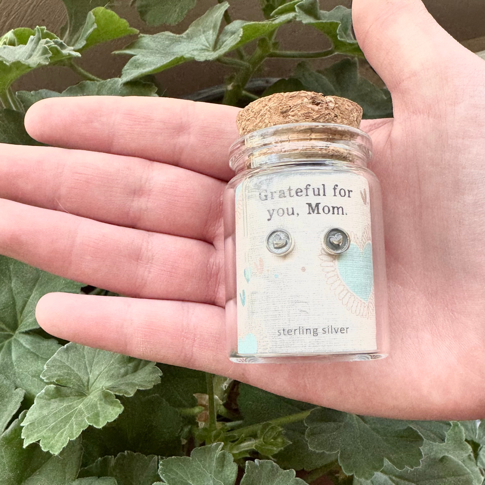 Sterling heart stud earrings