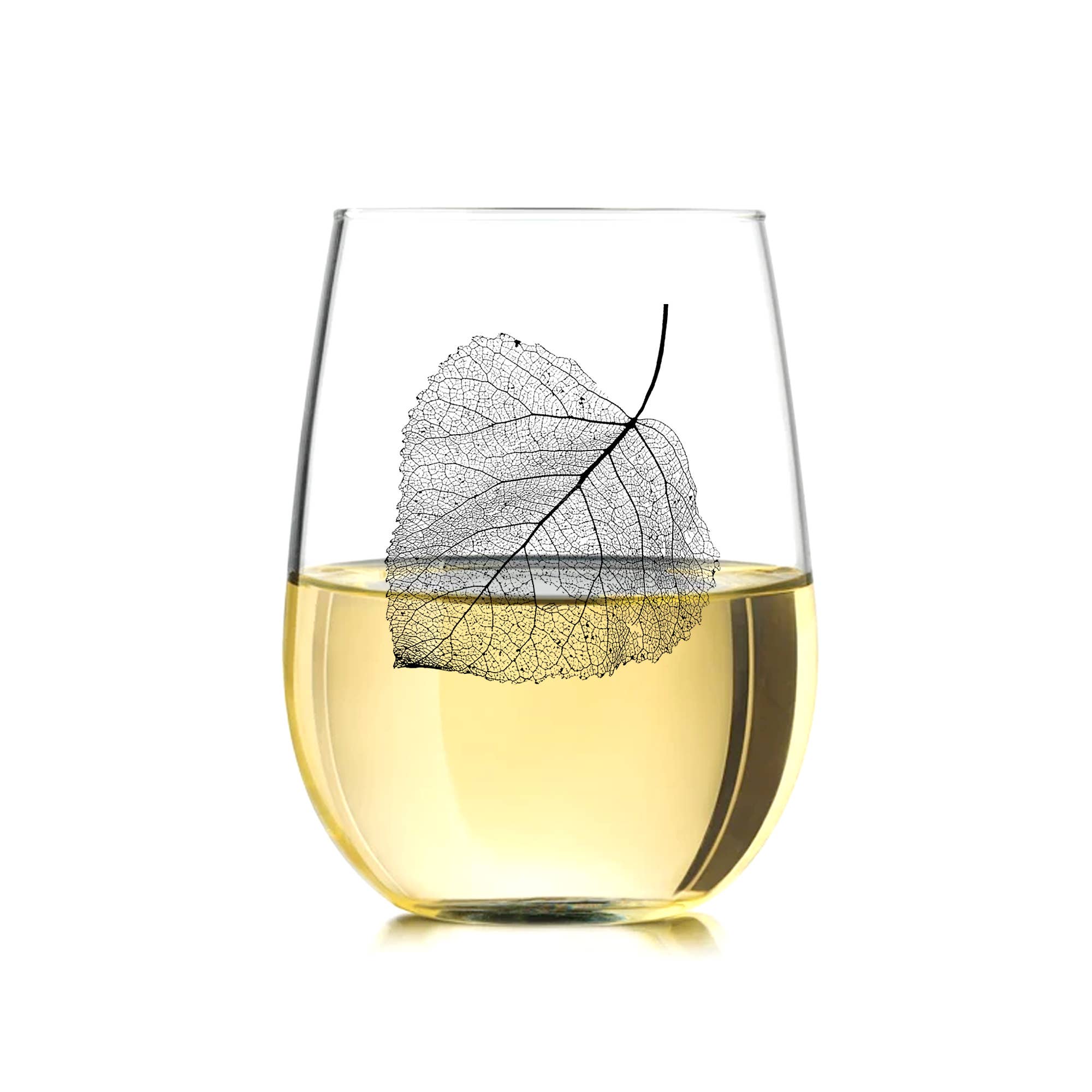 Aspen Leaf Wine Glasses - Stemless Wine Glass