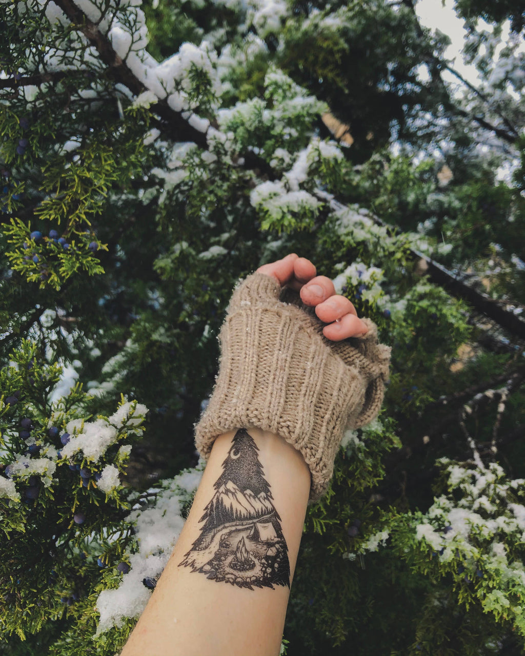 Mountain Camping Temporary Tattoo: 2-Pack