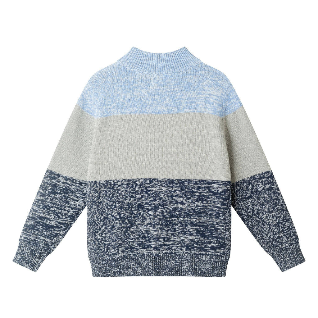 Kids Colorblocked Quarter -Zip Sweater | Light Blue