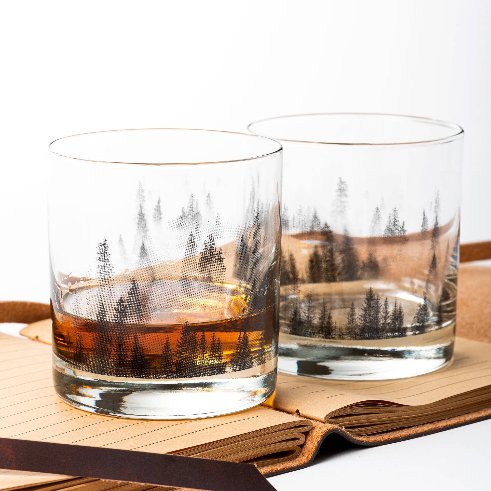 Forest and Clouds Whiskey Glasses