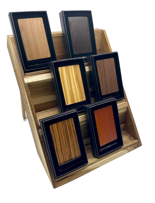 Display + 20 Wood Grain Wallets (RFID Feature)