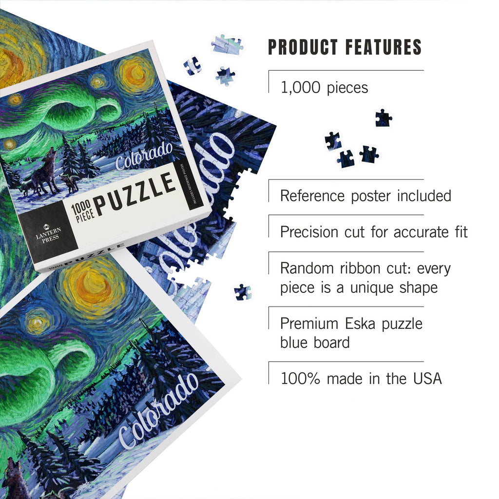 1000 PIECE PUZZLE Colorado, Starry Night, Northern Lights