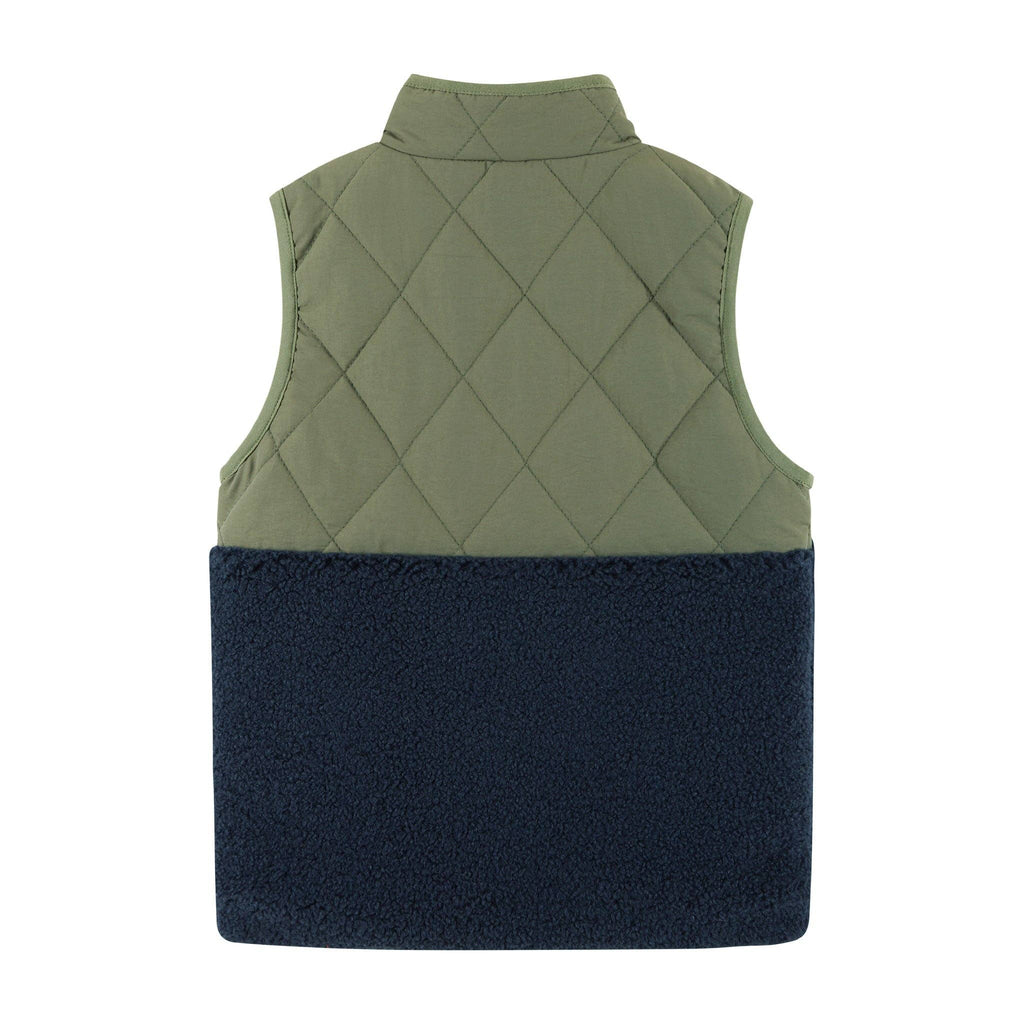 Kids Mixed Media Sherpa Vest | Green