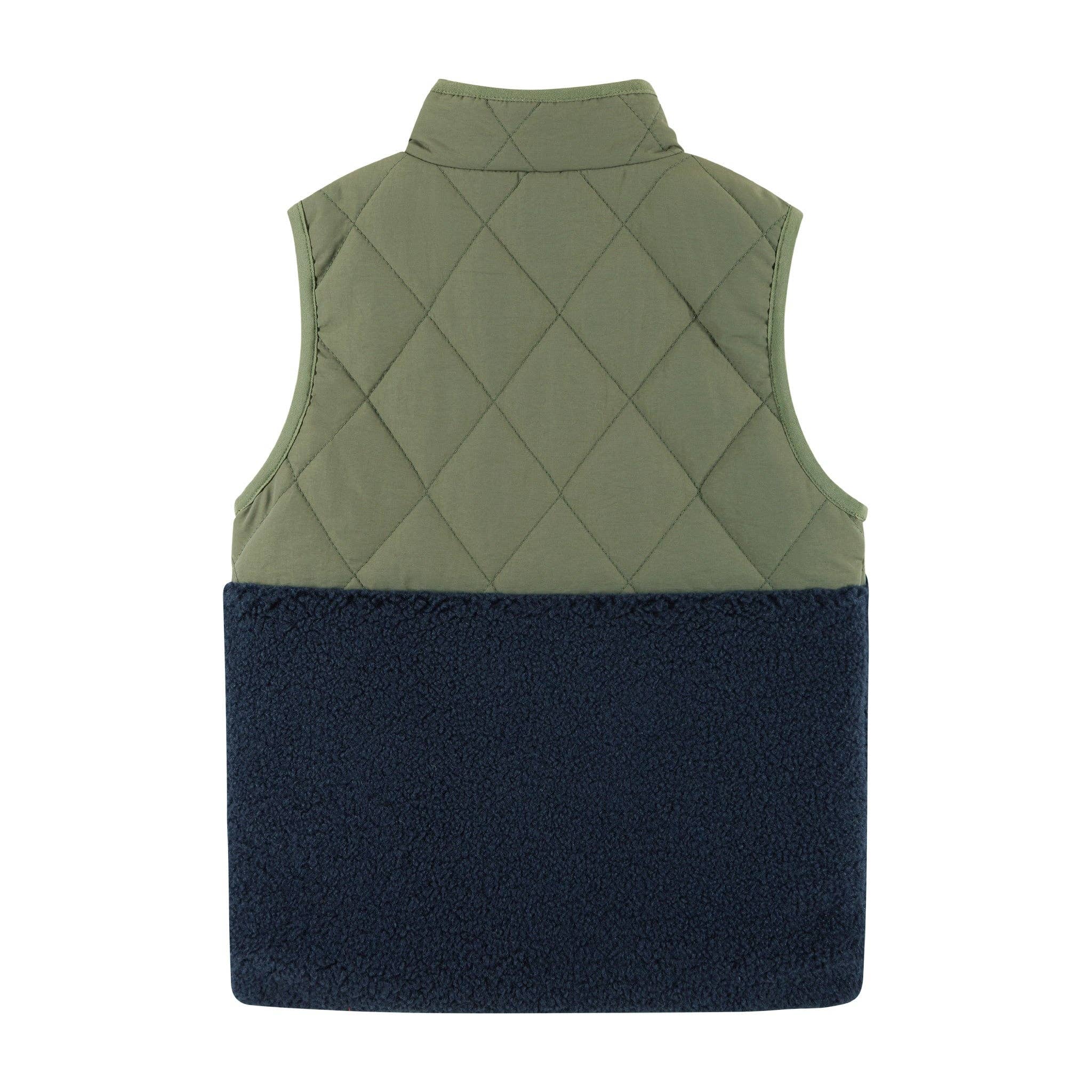 Kids Mixed Media Sherpa Vest | Green