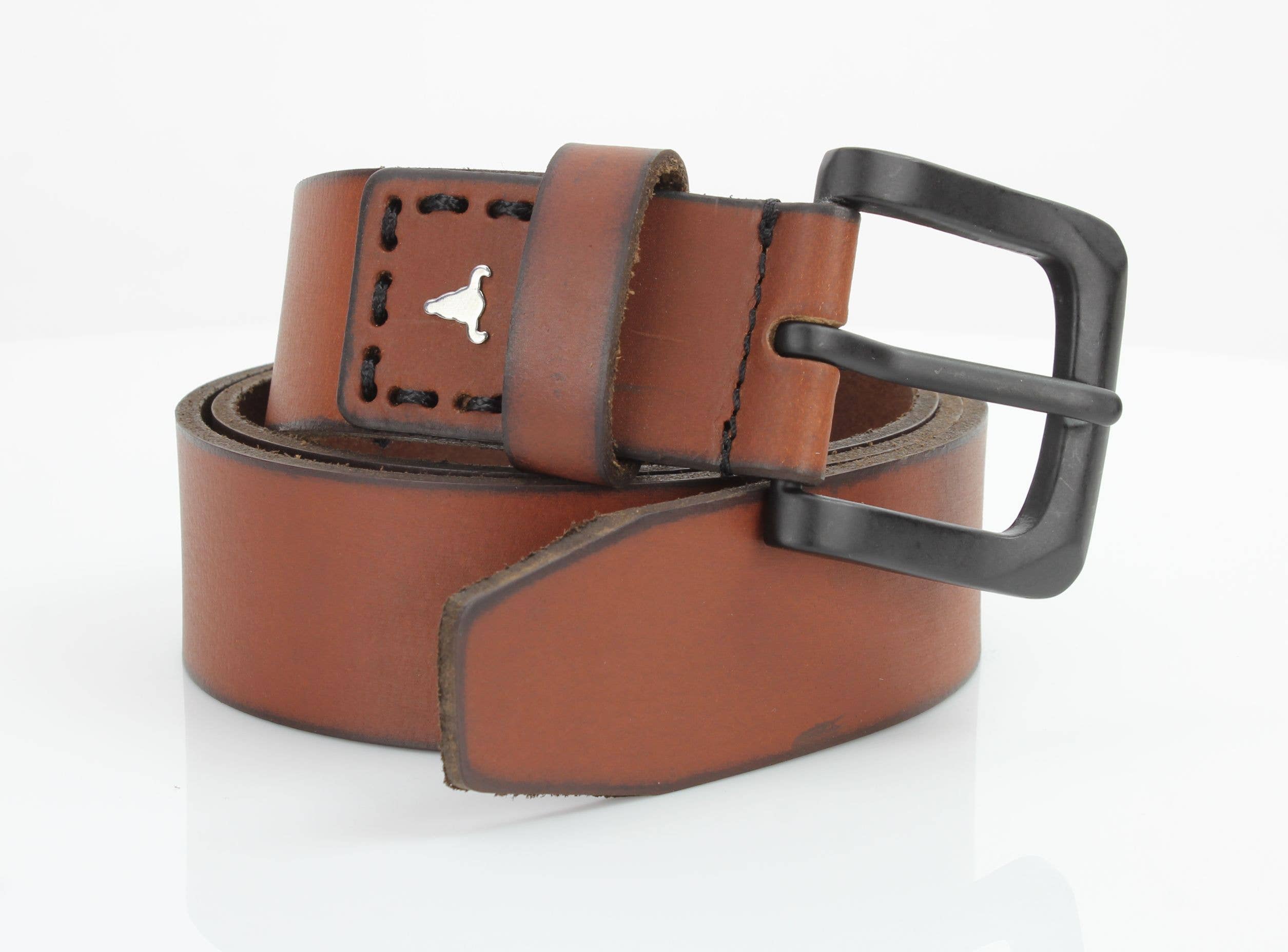 Classic Leather Belt with Fine Stitching and Logo - ABB 010