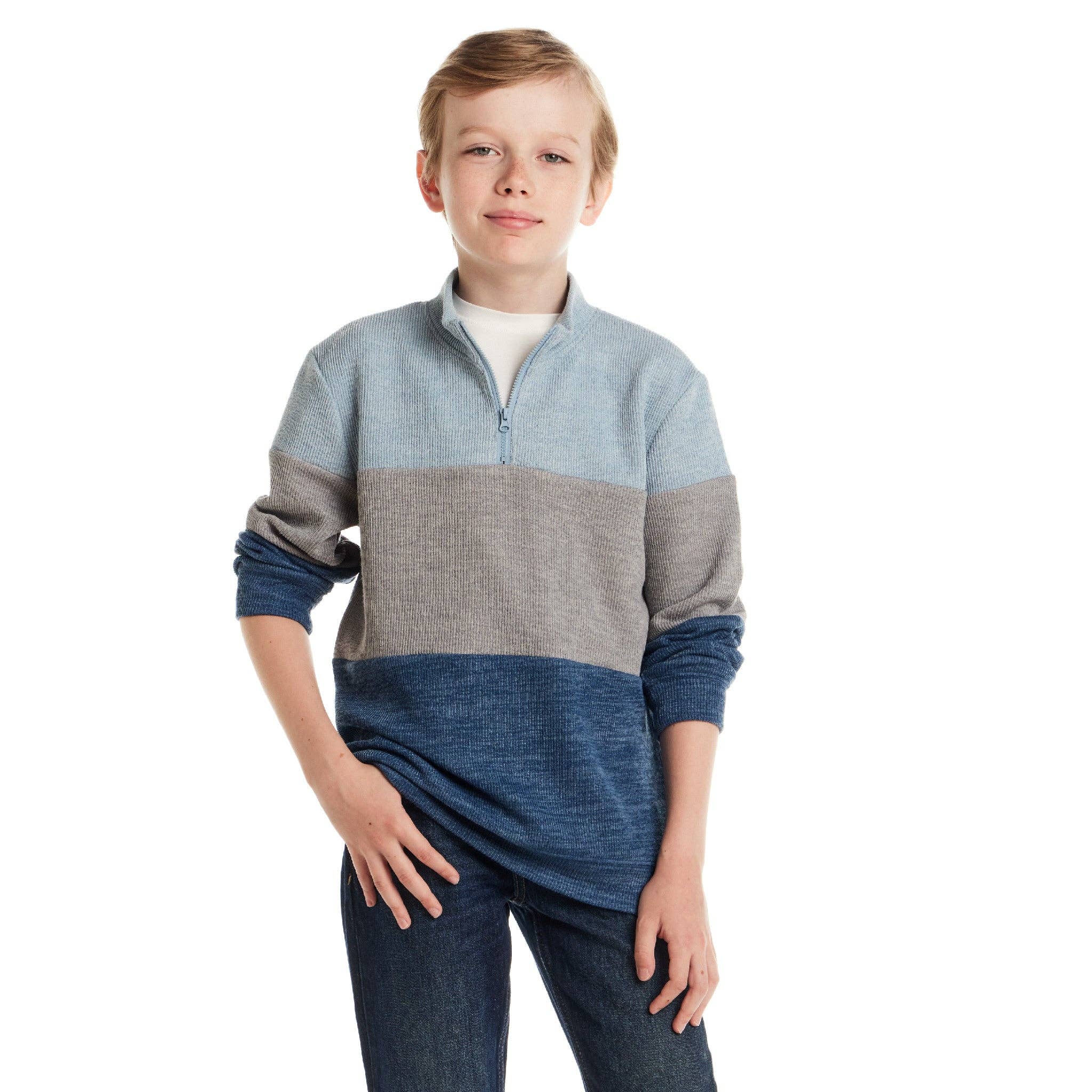 Andy & Evan Kids Colorblocked Quarter -Zip Sweater