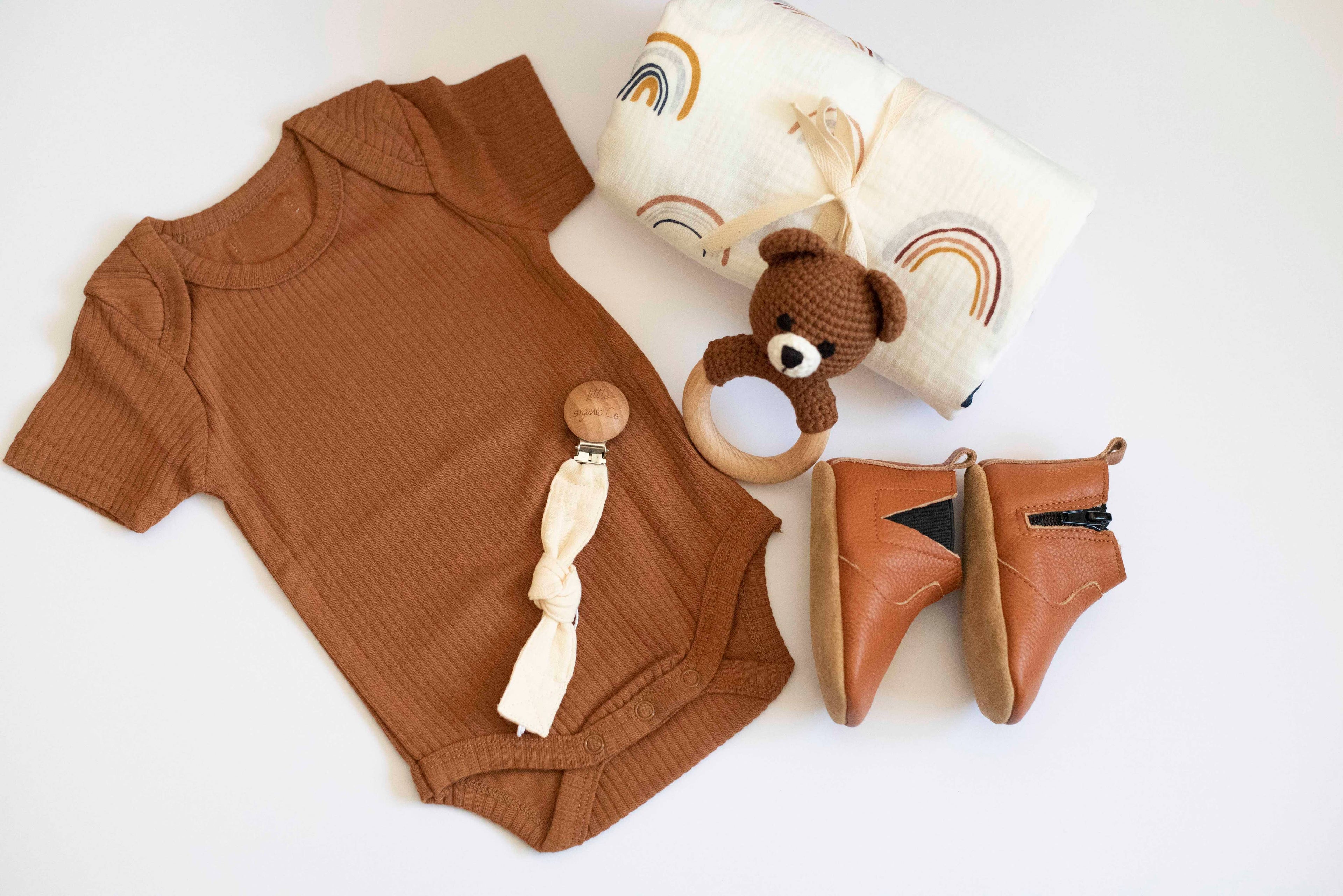 Organic bodysuit short sleeve- ribbed cotton onesie for baby