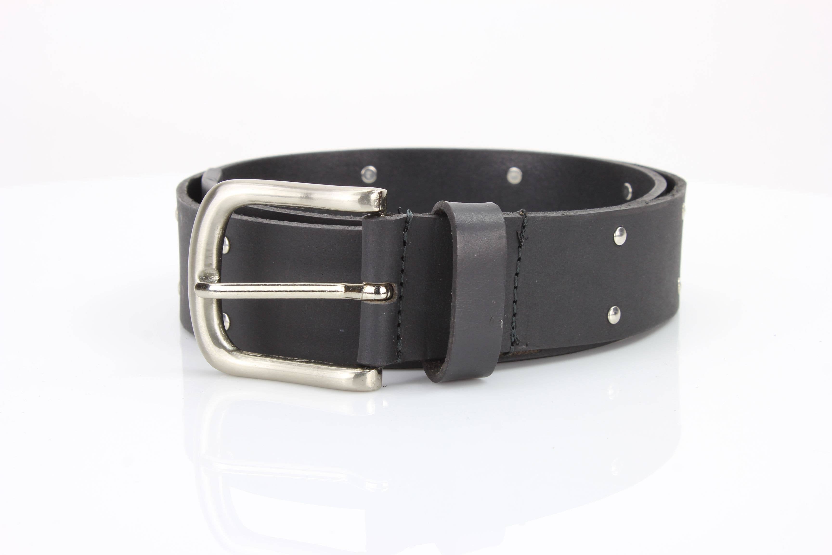 Leather Impressions Inc American Bison Metal Studded Western Belt ABB WST 1001