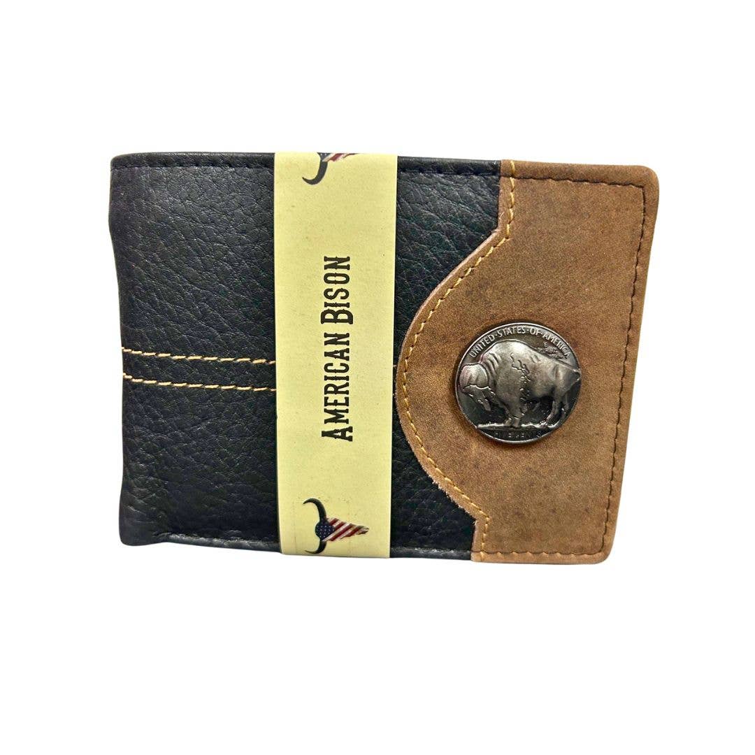 Bifold Wallet Black Buffalo Leather